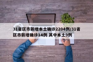 31省区市新增本土确诊2204例/31省区市新增确诊14例 其中本土9例